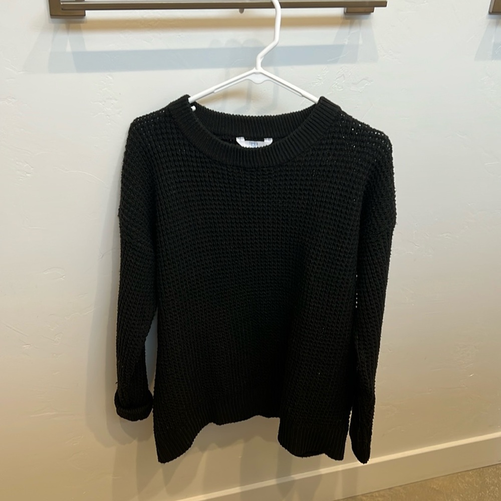 Time and True black waffle sweater
